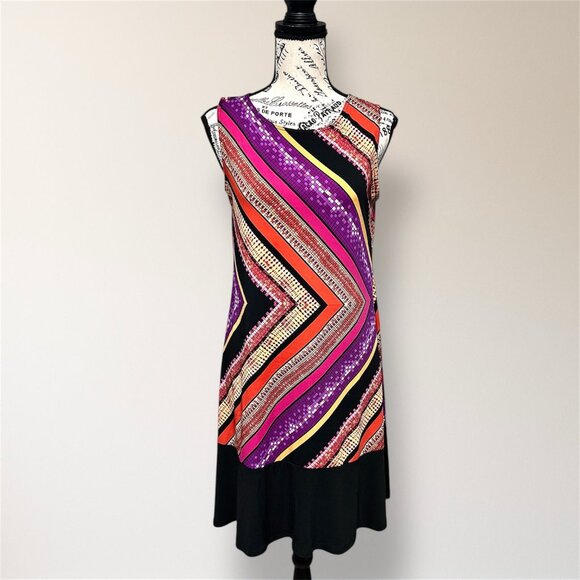 Tiana B Womens S Black Pink Yellow Sleeveless Sheath Lightweight Dress Retro Y2K - Picture 2 of 6